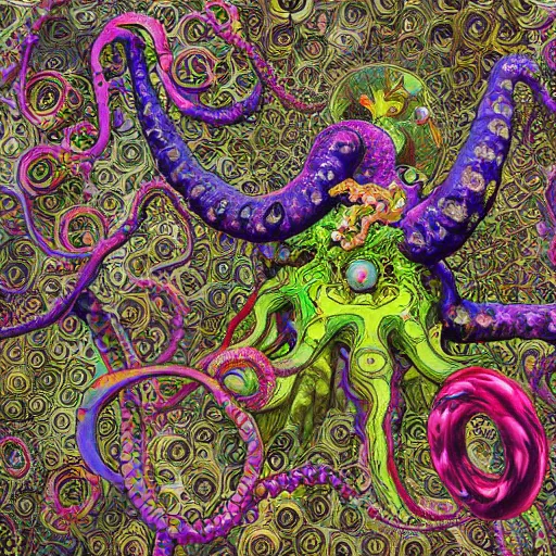 Image similar to psychedelic deepdream maximalist splashing eldritch tentacle tendril octopus nightmare hyperviolent deepdream maximalist hyperrealism realistical photo - realistic photography hell hellscape blitzkrieg ww 3 terror horror art victo ngai yoji shinkawa apophasis shintaro kago apophasis hyperrealism alphonse mucha yoji shinkawa apophasis