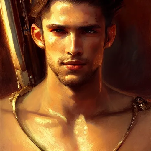 Prompt: handsome portrait of a young guy fitness posing, war hero, radiant light, caustics, sharp focus, breath of the wild, by gaston bussiere, bayard wu, greg rutkowski, giger, maxim verehin