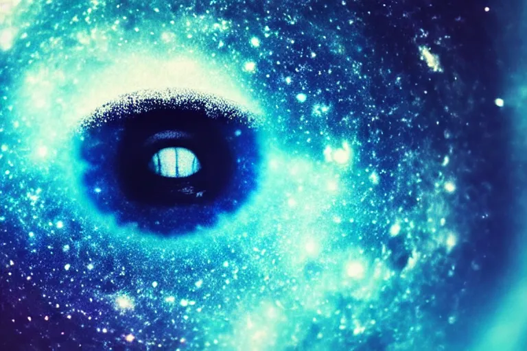 Image similar to a galaxy is inside of an eye, beautiful eye, eye, eye of a woman, realistic, ultra realistic, macro photo, beautiful, digital art, conceptual art, trending on artstation