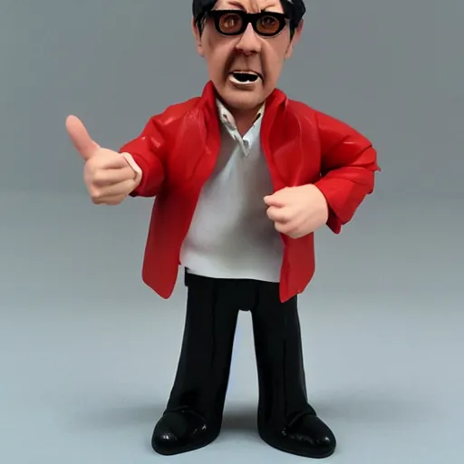 Image similar to eric morecambe, stop motion vinyl action figure, plastic, toy, butcher billy style