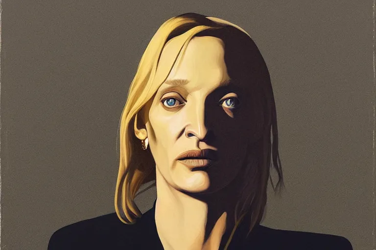 Image similar to portrait of uma thurman artwork by tim eitel