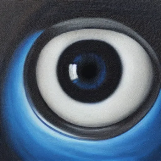 Prompt: A portrait of a humanoid eye monster, dark, blue light, black gradient background, oil painting