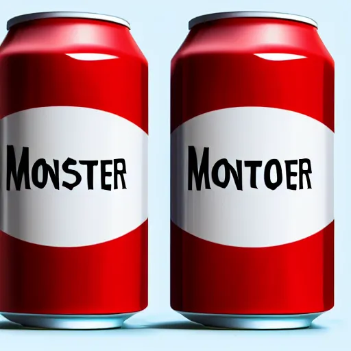 Prompt: monster cans in front of a computer with white screen realistic