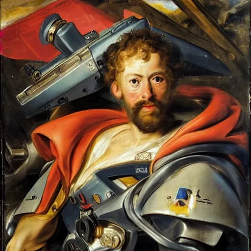 Image similar to peter paul rubens as consequences of wars with mecha gundam invited, random content position, delete duplicate content, photorealistic details content, incrinate, masterpiece, ultra detailed face structures