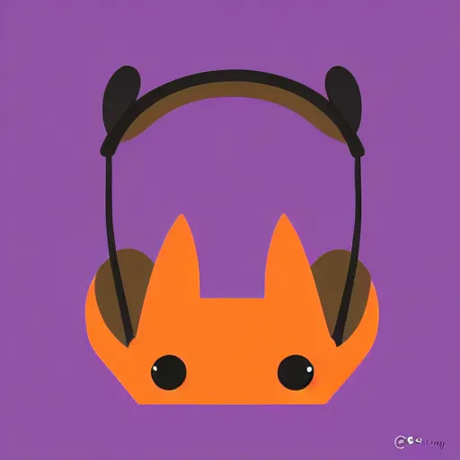 Image similar to fox in headphones, art, digital art, minimalism, spotify, music