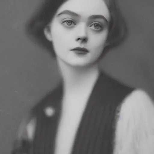 Image similar to headshot edwardian photograph of elle fanning, middle - aged, realistic face, trending on artstation, 1 9 1 0 s, 1 9 0 0 s, 1 9 2 0 s, grainy, victorian, detailed, slightly blurry