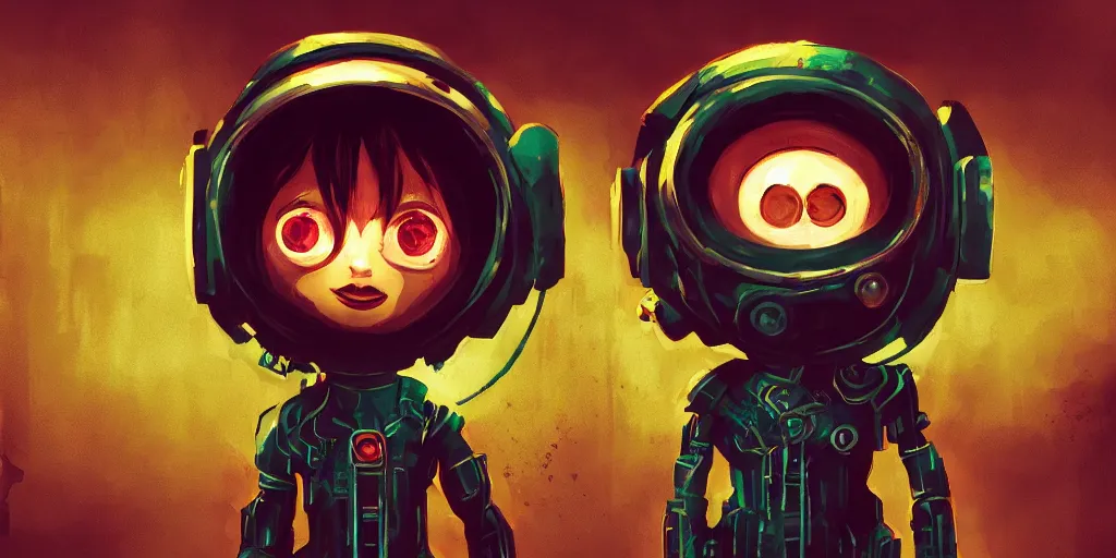 Image similar to cute cyberpunk chtulhu, big eyes, fallout 5, studio lighting, deep colors, calm setting