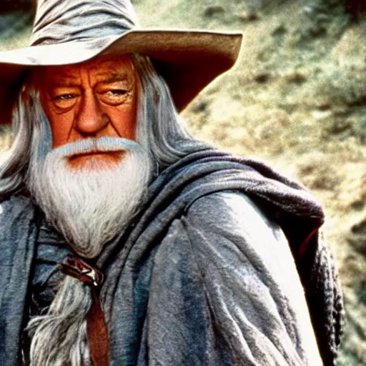 Image similar to john wayne playing gandalf in lord of the rings