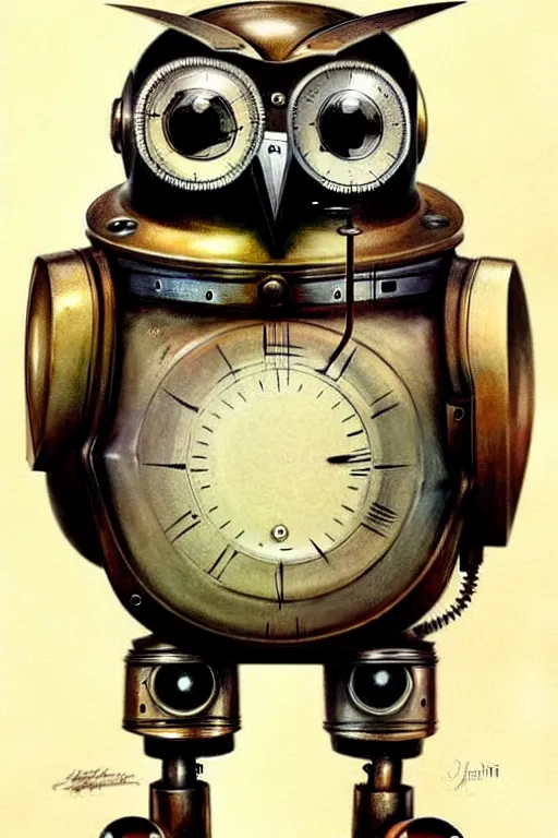 Image similar to (((((1950s steampunk robot owl . muted colors.))))) by Jean-Baptiste Monge !!!!!!!!!!!!!!!!!!!!!!!!!!!