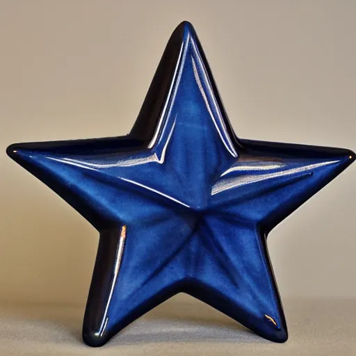 Prompt: dark blue ceramic star shape, photograph