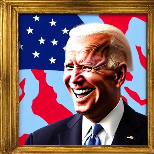 Image similar to a painting of joe biden laugh in tea party with taliban, ultra detailed face, body and gesture, justify content center, hyper realistic content, frontal hyperdetailed realistic content, sharp focus, intricate, dynamic composition, 2 colors, baroque, delete duplicate content