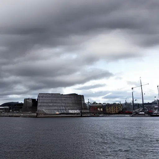 Prompt: oslo operahus getting bombed by terrorist, 8k , realistic, cloudy day,