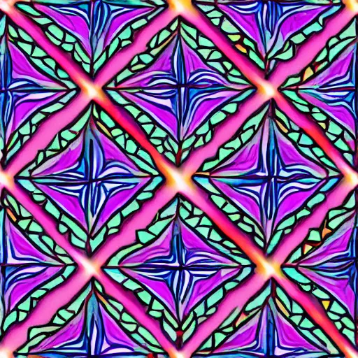 Prompt: psychedelic coloured penrose tiling, sharp, geometric