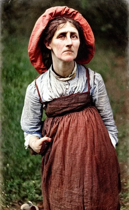 Image similar to 1881, autochrome portrait of a washerwoman