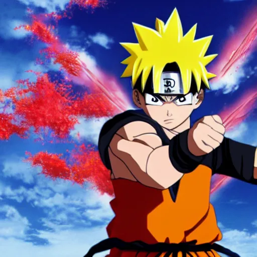 Image similar to son goku as naruto ( naruto shippuden 2 0 0 7 ), 4 k