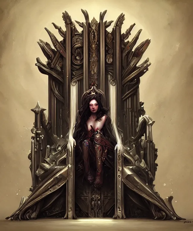 Image similar to throne, true anatomy!, extremely detailed!, digital painting, unreal engine 5, art by tom bagshaw