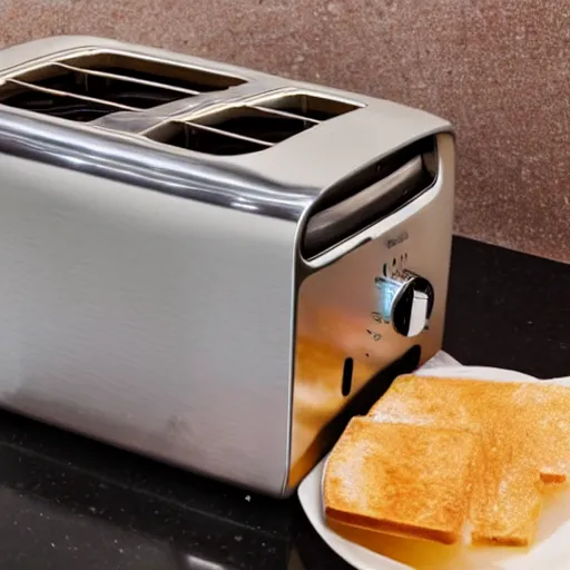 Prompt: a toaster taking a bath