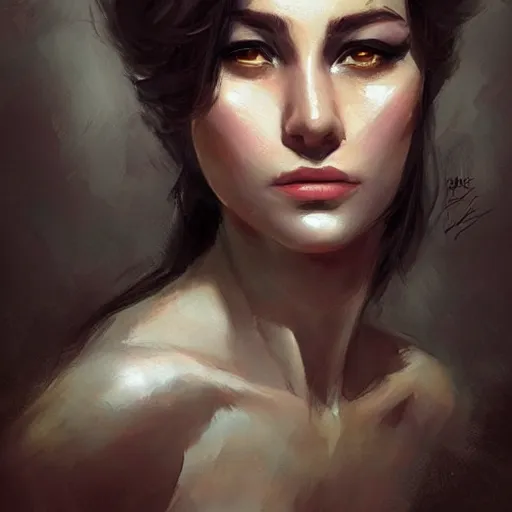 Image similar to marisol pepa flores, face portrait, elegant, fantasy, hd shot, digital portrait, beautiful, artstation, comic style, by artgerm, guy denning, jakub rozalski, magali villeneuve and charlie bowater