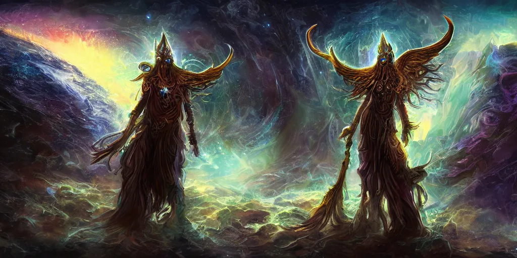 Image similar to cosmic druid, fantasy apocalypse, digital art, 4 k