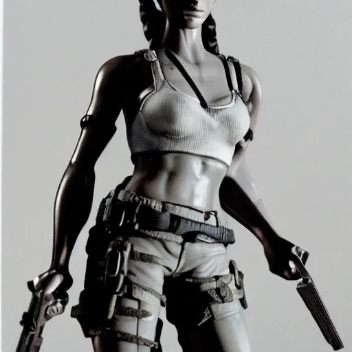 Image similar to 35mm film still of Lara Croft, figure portrait