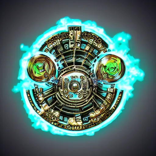 Prompt: sticker of a rock band, name is tripmachine, on the sticker is a 3 d render of a huge futuristic steampunk generator with gears and trippy music instruments, 8 k, fluorescent colors, halluzinogenic, multicolored, exaggerated detailed, silk screen art