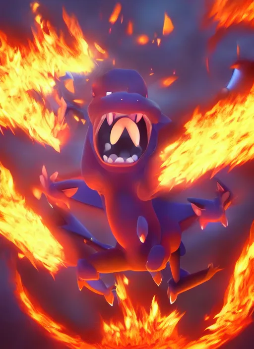Image similar to pokemon charizard screaming fire coming out of mouth, epic scene, highly detailed, high quality, 8 k, 4 k, octane render, digital painting