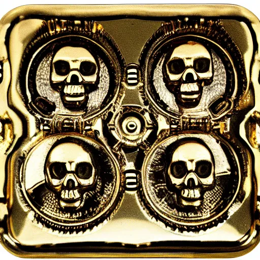 Prompt: 4 4 tiny detailed human eyes embedded in an engraved 1 8 k gold skull plate macro photo deviant realistic