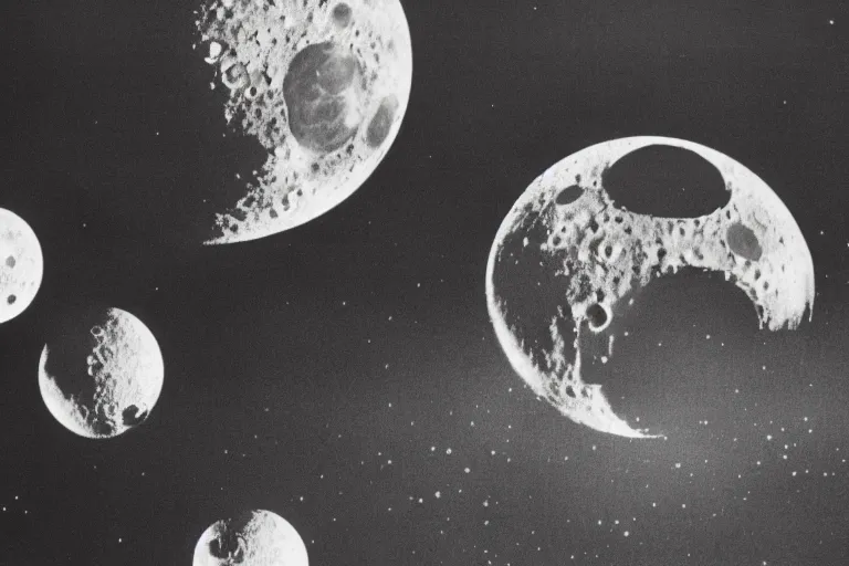 Image similar to the Death Star is the moon, in A Trip to the Moon by Georges Melies, film still, 4k