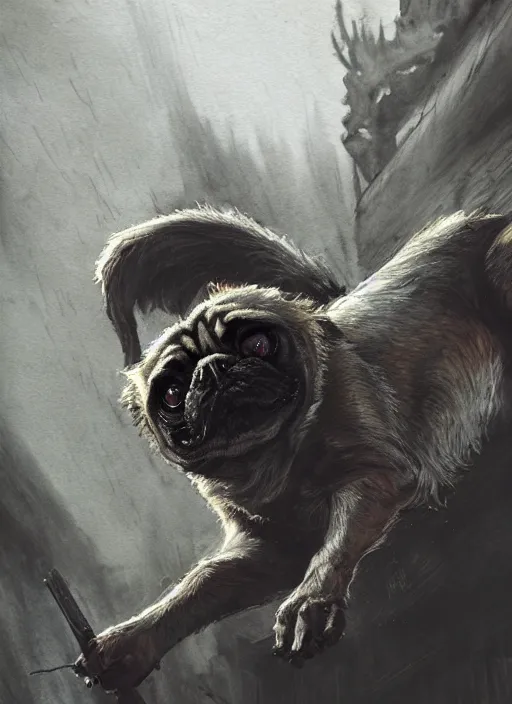 Image similar to a werepug, watercolor, dramatic lighting, cinematic, establishing shot, extremely high detail, foto realistic, cinematic lighting, pen and ink, intricate line drawings, by Yoshitaka Amano, Ruan Jia, Kentaro Miura, Artgerm, post processed, concept art, artstation, matte painting, style by eddie mendoza, raphael lacoste, alex ross