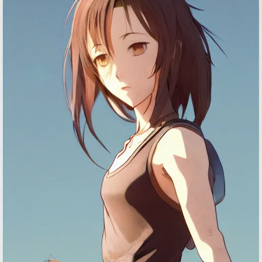 Image similar to a girl is running, sport clothing, fitness activity, anime style, brown short hair, hair down, symmetrical facial features, from arknights, hyper realistic, rule of thirds, extreme detail, detailed 4 k drawing, trending pixiv, realistic lighting, by alphonse mucha, greg rutkowski, sharp focus, backlit