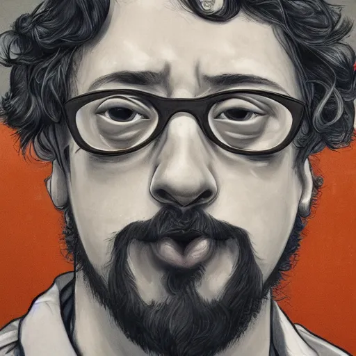 Prompt: close-up portrait of Sam Hyde, original art by James Jean, flowy, rule of thirds, sigma male, cinematic, kyoto japan setting