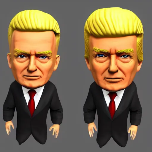 Image similar to trump bobblehead, low polygon model, cs 1.6 texture