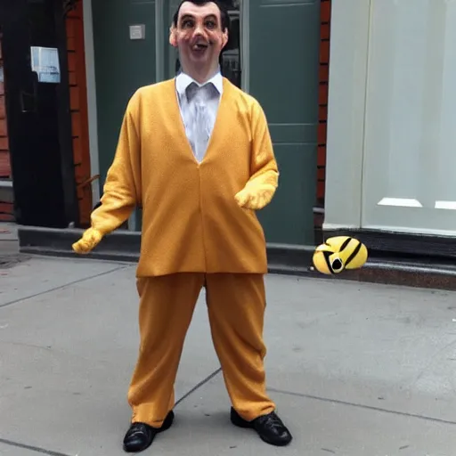 Image similar to mr bean dressed up as bee