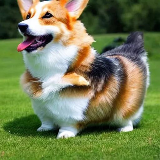 Image similar to a corgi in shape of cloud, realistic, highly detailed