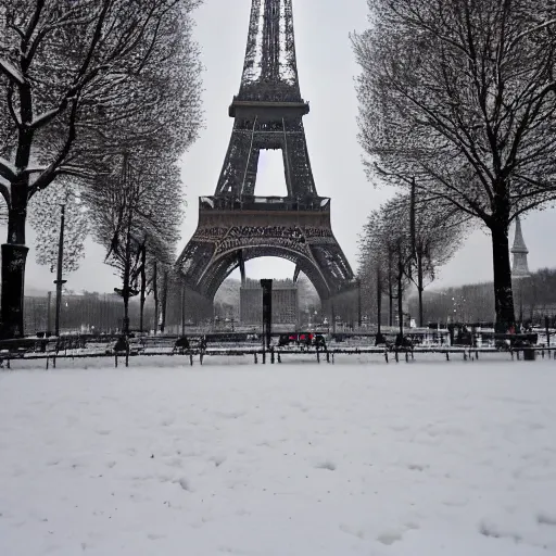 Image similar to Eiffel tower melting in Paris under the snow