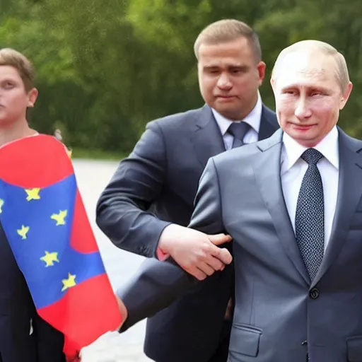 Image similar to putin teams up with a mysterious teenage putin