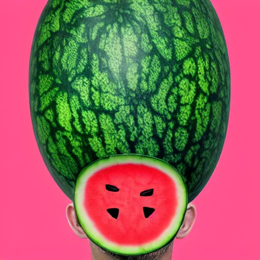 Prompt: hd photo of a friday wearing a watermelon hat, trending on artstation