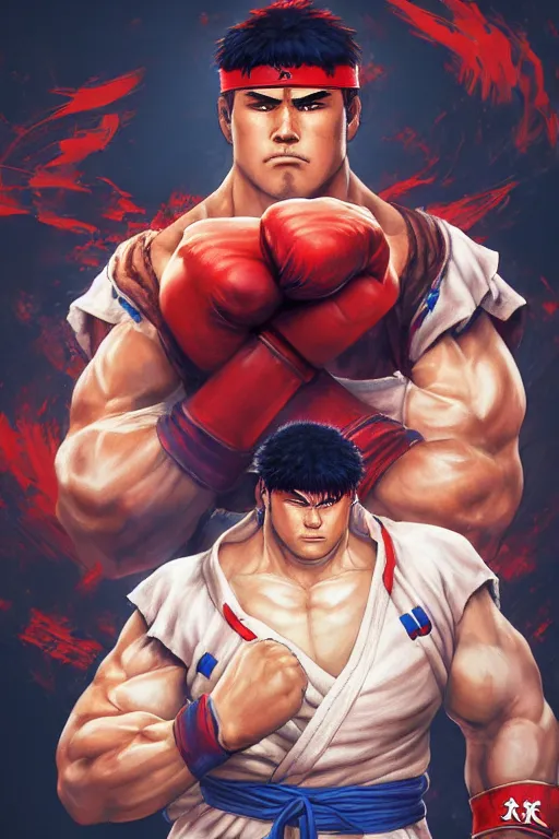 Ryu from Street Fighter playing Video Games,, Stable Diffusion