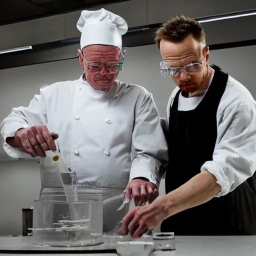 Prompt: elon musk and walter white cooking meth in a laboratory, highly detailed, detailed faces, sharp, 8k