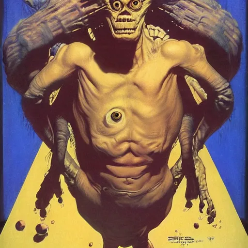 Image similar to upper body portrait of a pulp scifi creature, by norman rockwell and boris vallejo