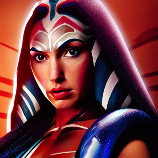 Prompt: portrait of gal gadot as ahsoka tano, high quality