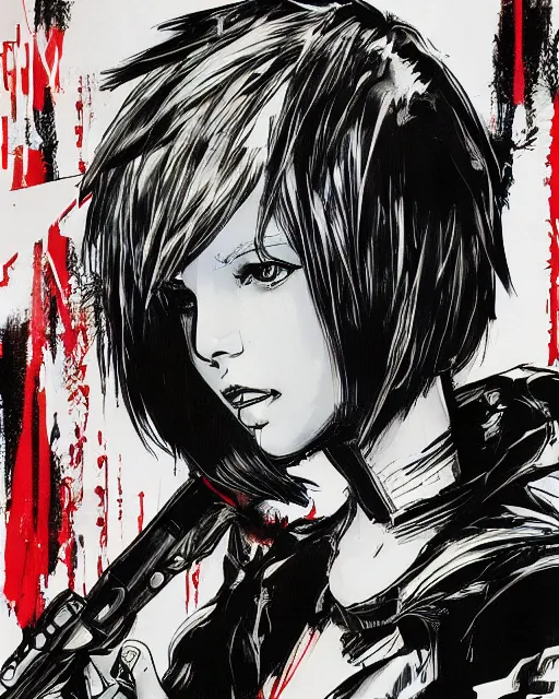 Image similar to short hair millie bobby brown by yoji shinkawa