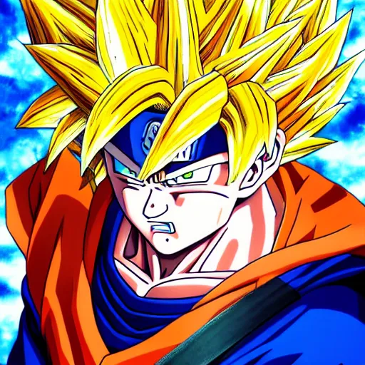 Image similar to ultra realistic portrait painting of a fusion of goku and naruto, art by akira toriyama, 4 k, dragon ball artstyle, cel shaded, highly detailed, epic lighting