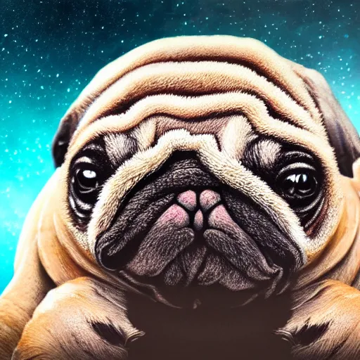 Image similar to A tardigrade with the eyes and mouth of a pug, national geographic-file-photograph, paywall-content, premium-award-winning, trending on artstation