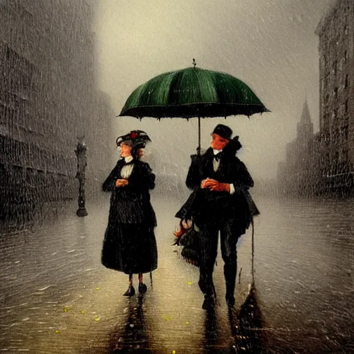 Image similar to rainy and stormy New York City, Victorian art