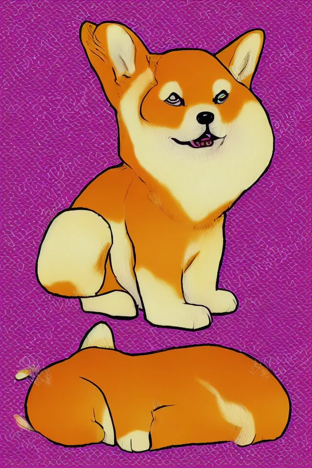 Prompt: a portrait of a shiba inu as a loaf of bread, in the art style of 8 0 s anime, japanese city pop color palette, naoko takeuchi, hajime yatate