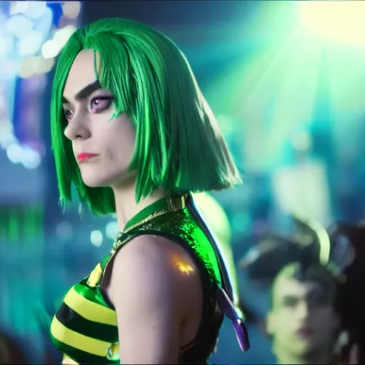 Prompt: cinematic scene with keira nightly as jolyne from jojo's bizarre adventure, live action film, stone ocean, dramatic, small details, volumetric lighting, still frame