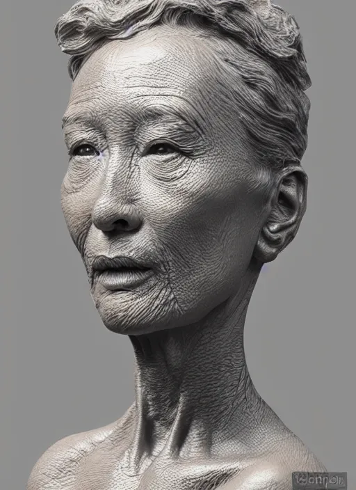 Image similar to 3D resin miniature sculpture by Jean-Baptiste Carpeaux and Luo Li Rong artist, europioid woman, prefect symmetrical face, academic art, realistic, 8K, Introduction factory photo, Product Introduction Photo, Hyperrealism. Subsurface scattering, raytracing, Octane Render, Zbrush, simple background