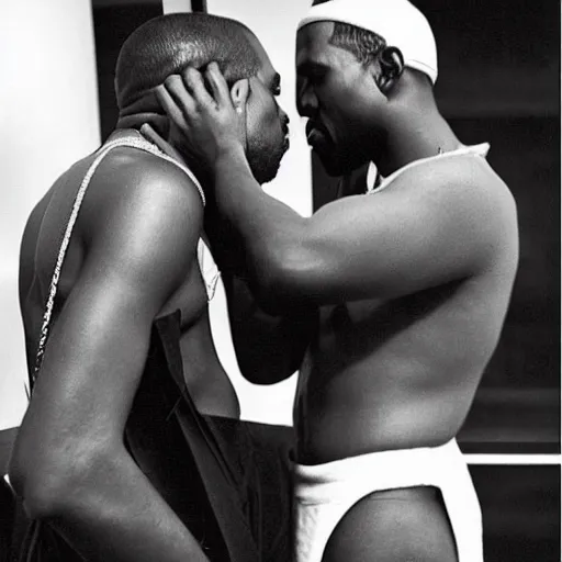 Prompt: kanye making out with kanye covered in cellphones black and white lomo vintage