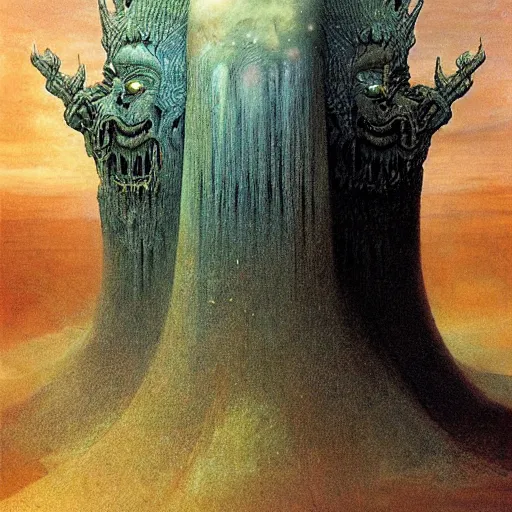 Image similar to gods of the deep, throne worlds, ascendent plane, by Beksinski Finnian